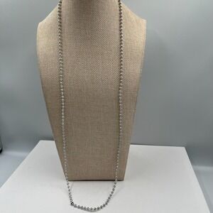 Vtg Silver tone Ball Bead Necklace Heavy Statement 16mm Large Chunky Chain